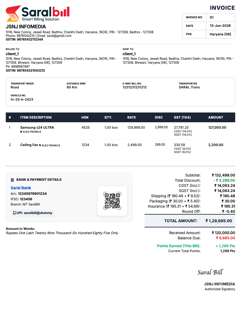 A4 Invoice Layout Preview